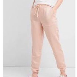 GAP LINEN blend utility joggers pale soft pink casual summer pants trendy